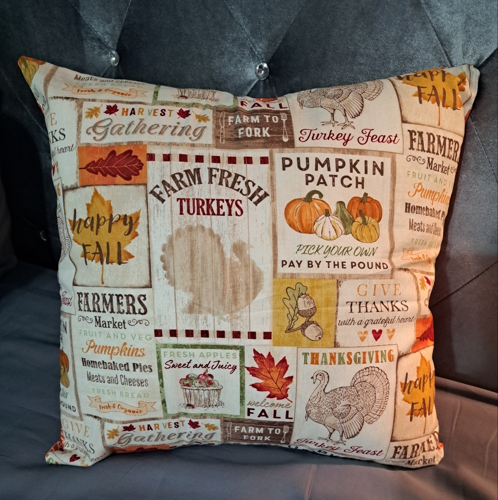 Handmade Autumn Harvest Decorative Pillow Cover - Picture 1 of 3